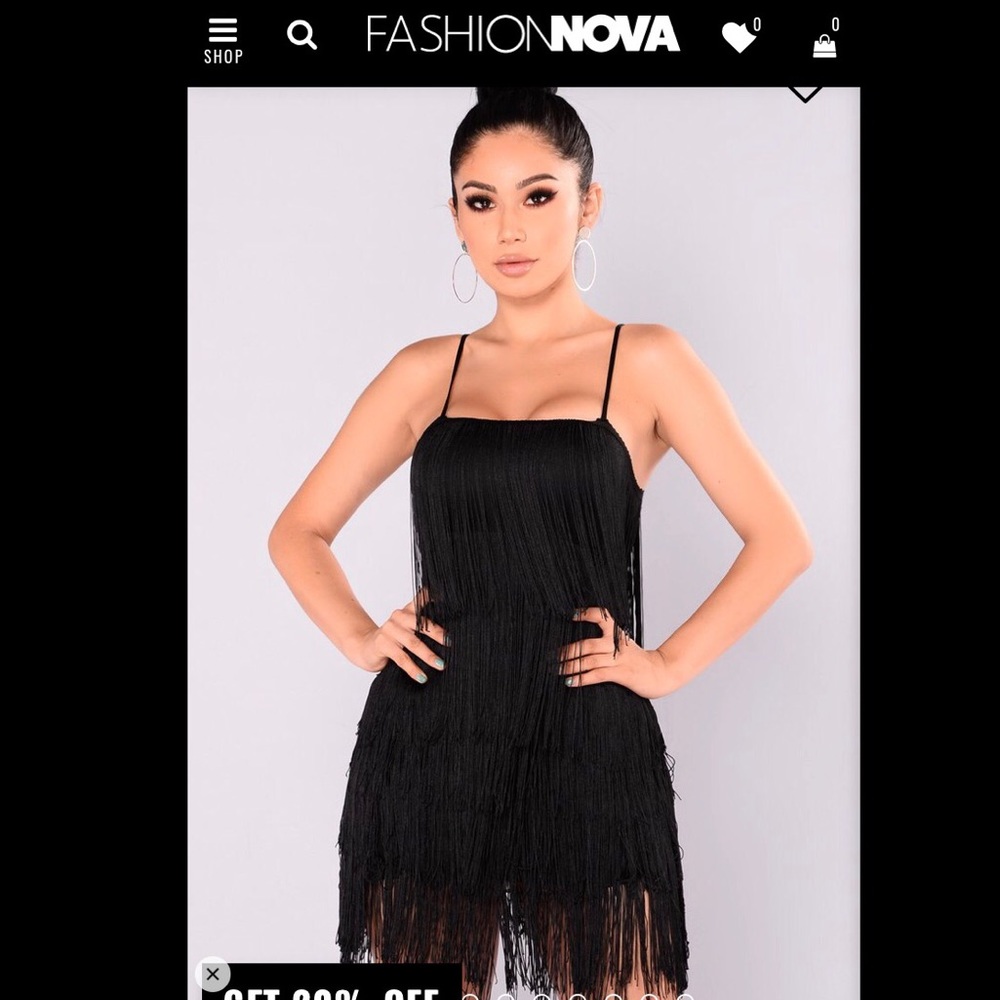 Fashion nova black fringe dress NWT